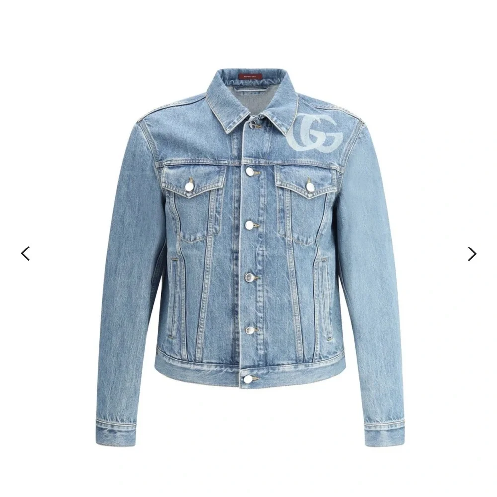 Gucci GG Logo Collared Button Up Denim Men's Jacket sz 54/XXL